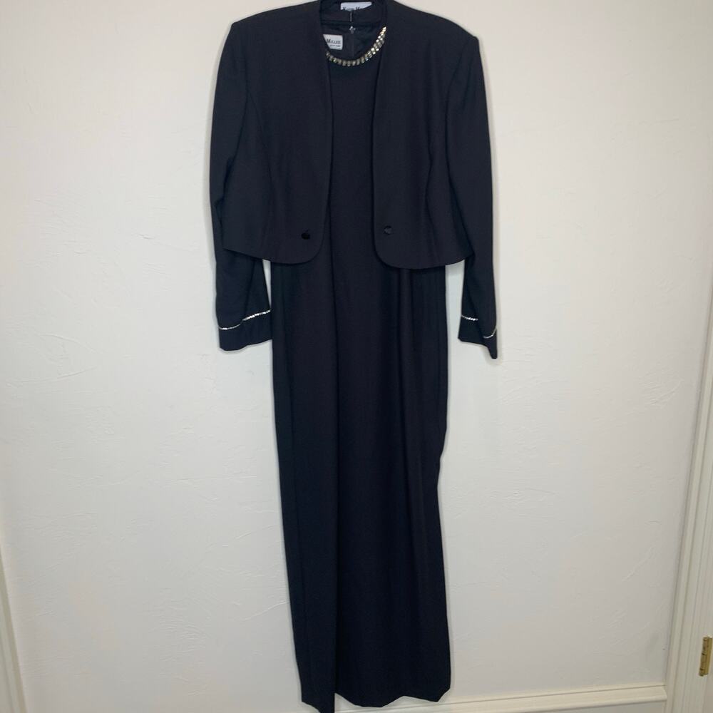 Vintage Karen Miller Maxi Dress Formal w Jacket Rhinestone Trimmed Sz 18